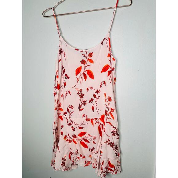 THAKOON COLLECTIVE Pink Leaf Tank Ruffled Tiers Slip Style Mini Dress Size 4 - Picture 8 of 11